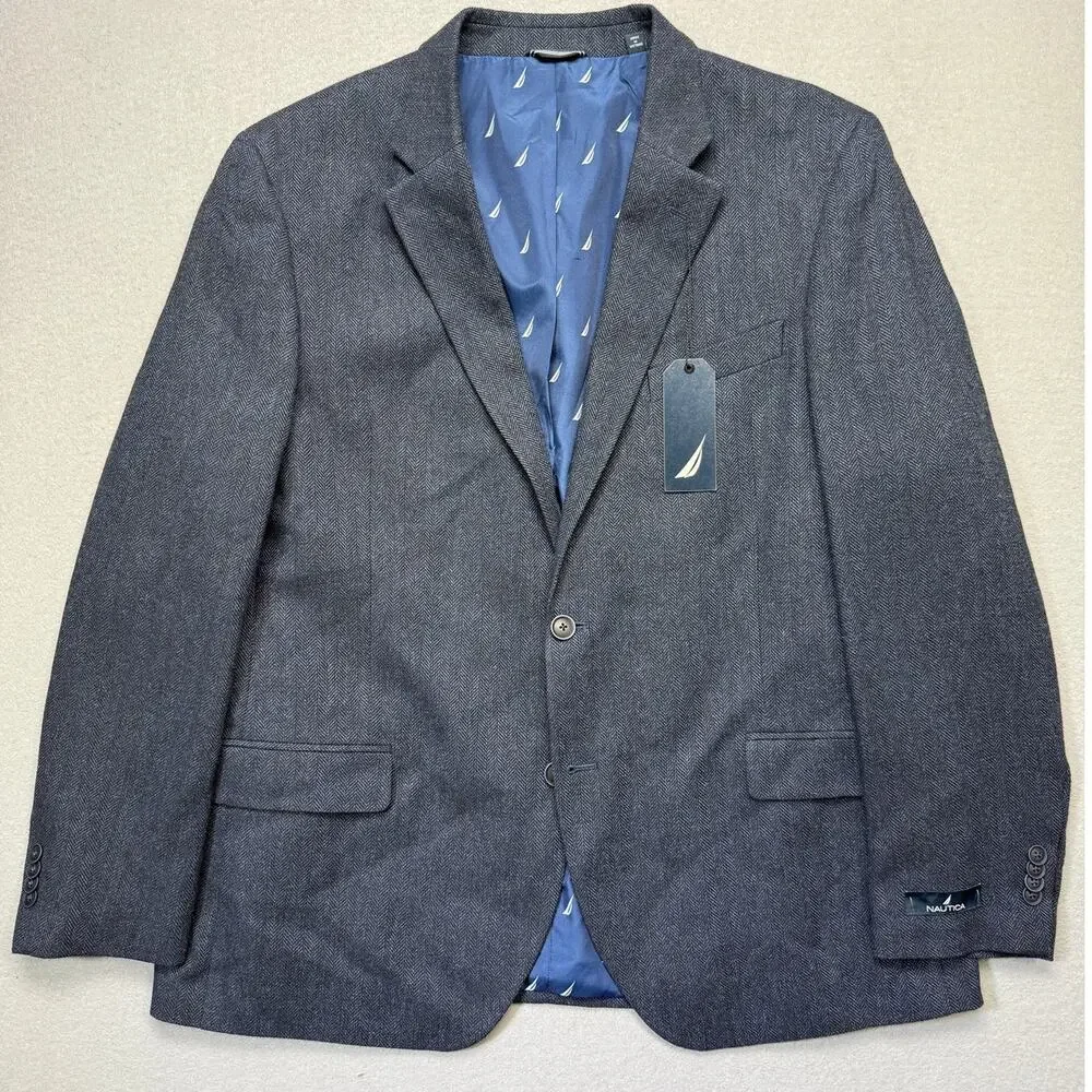 Nautica Men's Modern-Fit Stretch Corduroy Elbow Patch Sport Coat Olive 44R $295
